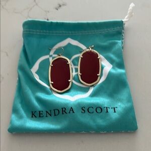 Kendra Scott Ruby Red and Gold Drop Earrings